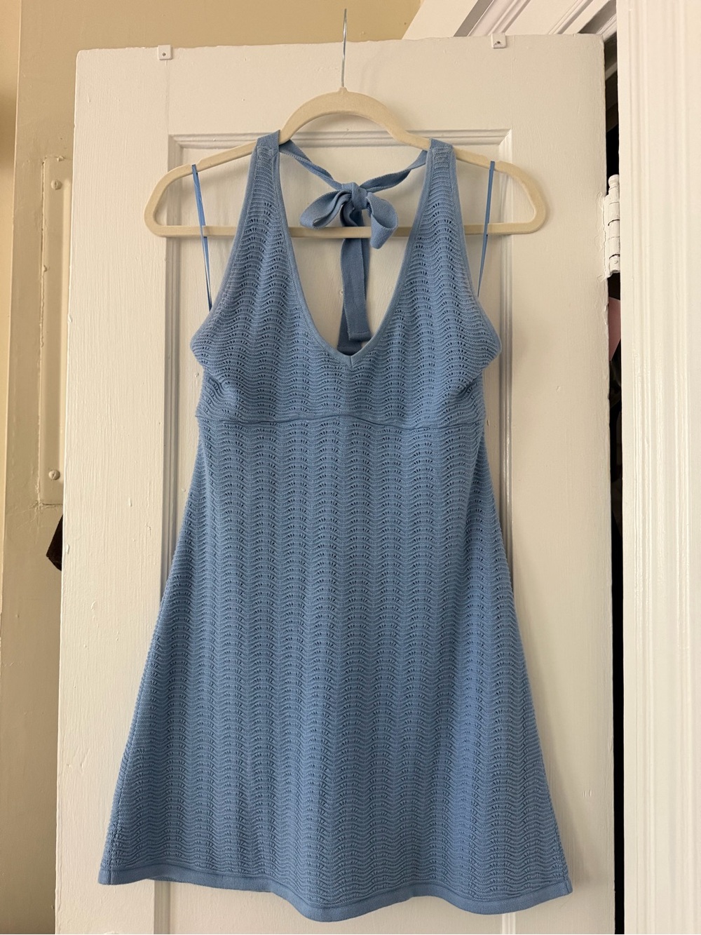 Hollister Sky Blue Knit Halter Tie-Back Mini Dress